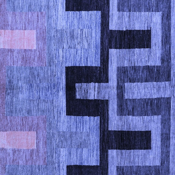 Ahgly Company Machine Washable Indoor Square Abstract Blue Modern Area Rugs, 4' Square