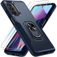 thumbnail image 1 of Motorola Moto G 5G 2022 Case with Screen Protector[2 Pack],HTOOO Heavy Duty Shockproof Full Body Protective Phone Cover,Built in Rotatable Magnetic Ring Holder Kickstand,Navy Blue, 1 of 6