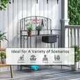 thumbnail image 6 of Outsunny Folding Potting Bench Table, Metal Garden Workstation, Work Bench with Large Built-in Bag with Cover, 5 Hanging Hooks & Storage Shelf,, 6 of 9
