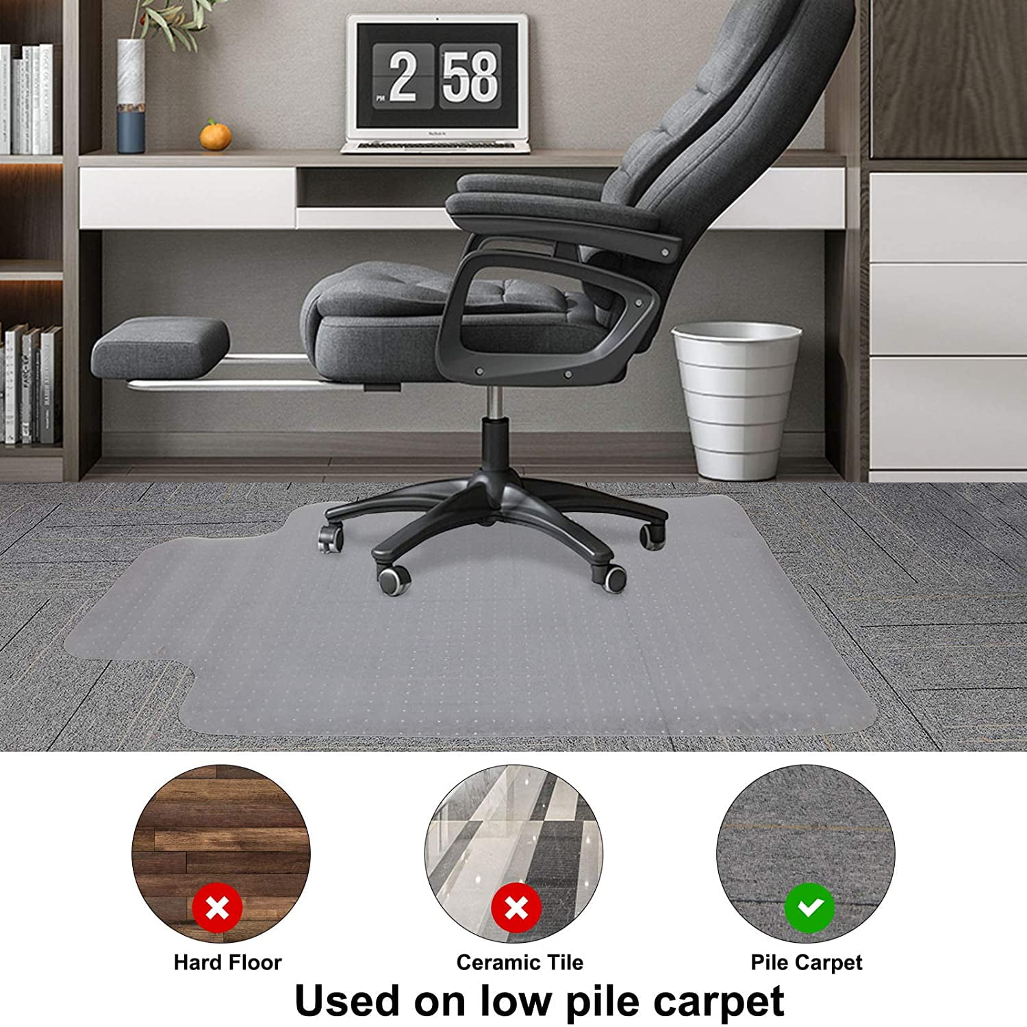 Sealegend Office Chair Mat for Carpet 48 inch x 36 inch Chair Mat for Hardwood Floor Protector Computer Chair Mat Desk Chair Mat, Size: 48L x 36W x