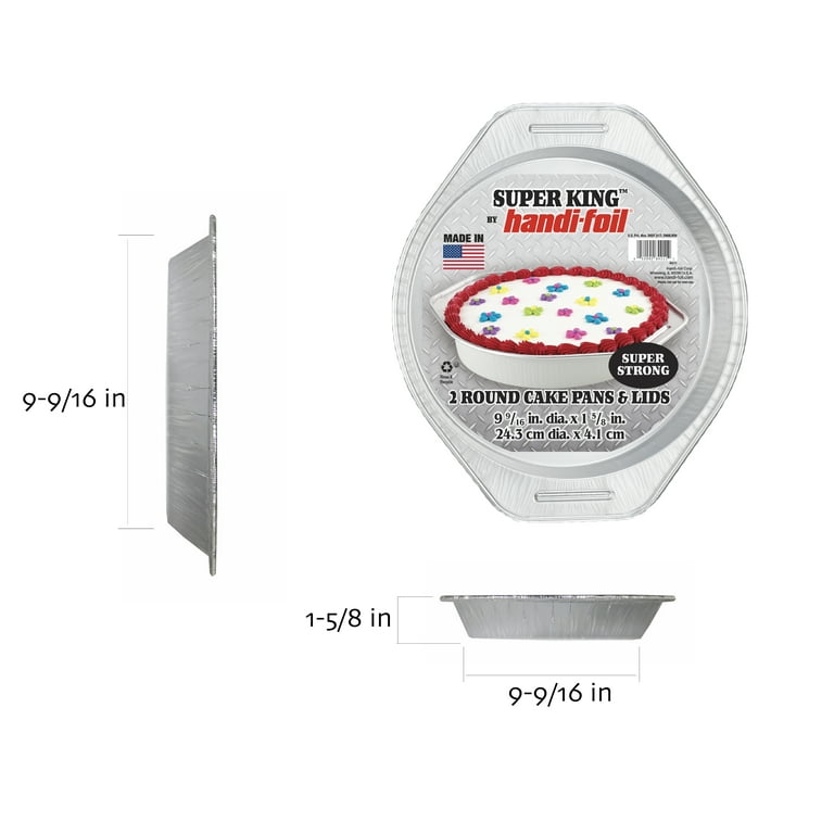 Handi-Foil Aluminum Super King Round Cake Pans with Lids, inch