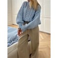 thumbnail image 2 of SUNSIOM Women's Cable Knit Sweaters Long Sleeve Round Neck Solid Color Pullovers Knit Tops, 2 of 6