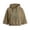 Khaki, variant on Womens Solid Short Sleeve Hoodie Drawstring Cropped Fit Kangaroo Pocket Casual Hooded Tops