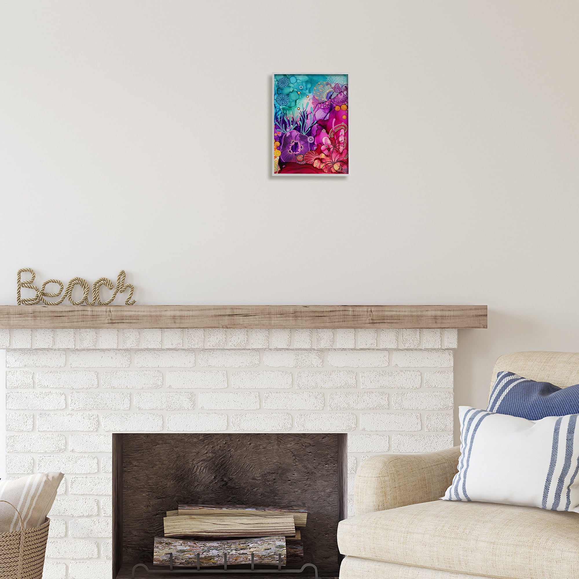 Stupell Industries Abstract Coral Pattern Abstract Painting Gray Framed Art Print Wall Art, 11 x 14