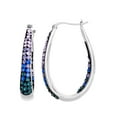 thumbnail image 2 of Brilliance Women's Sterling Silver Multi Blue Crystal Hoop Earrings, 2 of 2