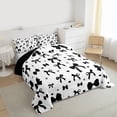 thumbnail image 3 of Homewish Ribbon Bow Tie Queen Comforter Set,Cute Bowknot Bedding Sets,White Black Bedding Comforter Set For Teens,Luxury Bedroom Decor Reversible,3 Pieces, 3 of 8