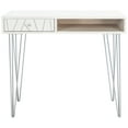 thumbnail image 4 of SAFAVIEH Marigold Mid-Century w/ Drawer Writing Desk, White Wash/Silver, 4 of 14