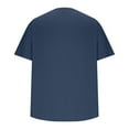 thumbnail image 5 of T-shirts for Men Plus Size under $5 Short Sleeved Round Neck Button Solid Color Hem Slit Top Navy XXXL, 5 of 6