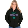 thumbnail image 3 of Team Mermaid Under the Seashell Cute Womens Plus Size Graphic Zipper Hoodie Brisco Brands 2X, 3 of 5