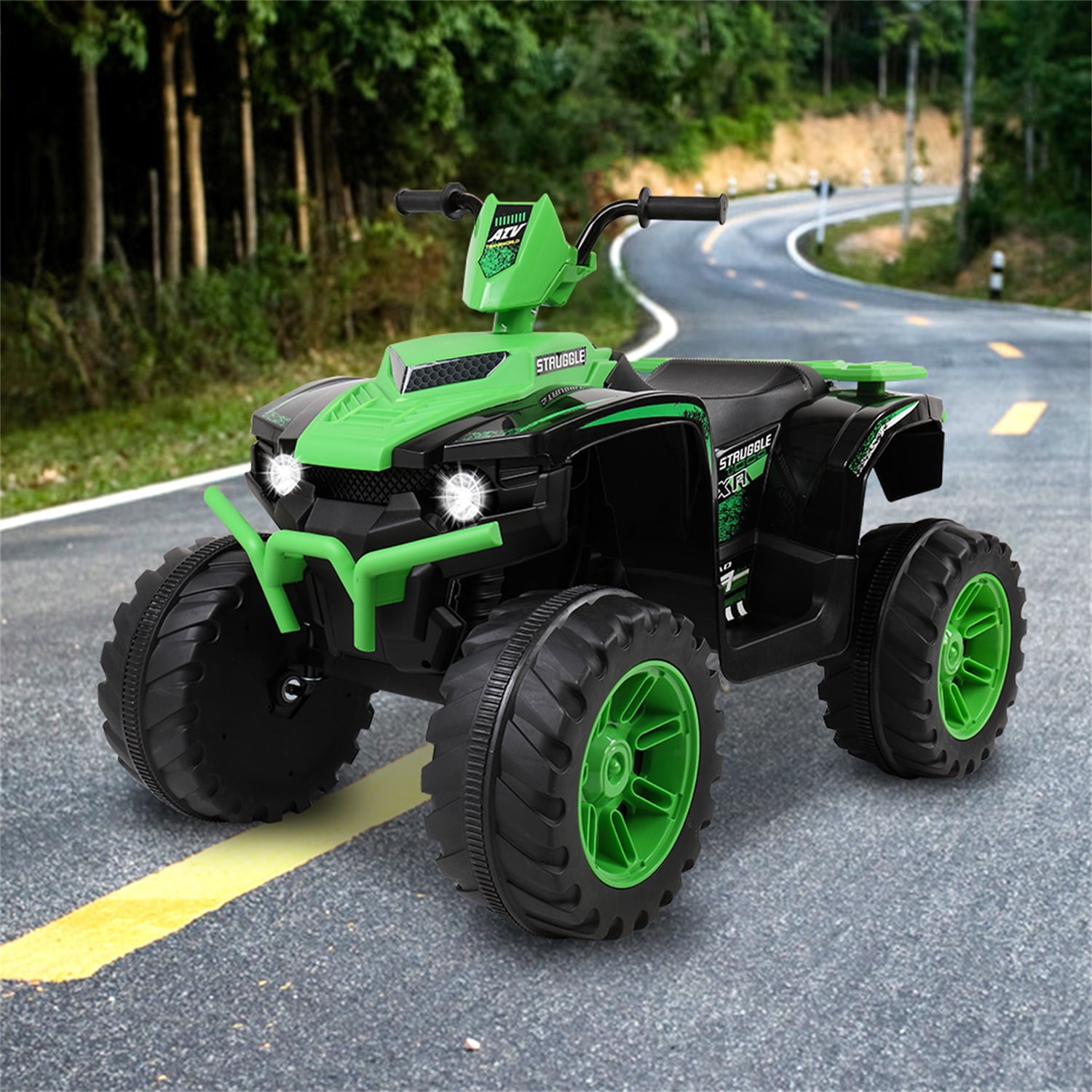 CIPACHO Kids Ride-on ATV 12V Battery Powered Four Wheeler Car with Music for 3 to 7 Years Old, Green