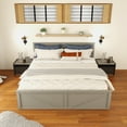 thumbnail image 2 of King Size Wooden Platform Bed with Four Storage Drawers and Support Legs, Gray, 2 of 12