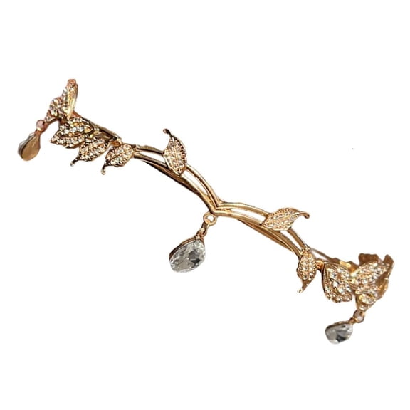 Giaone Women Sparkly Headbands with Rhinestones Tassels and Leaf Teardrop for Parties