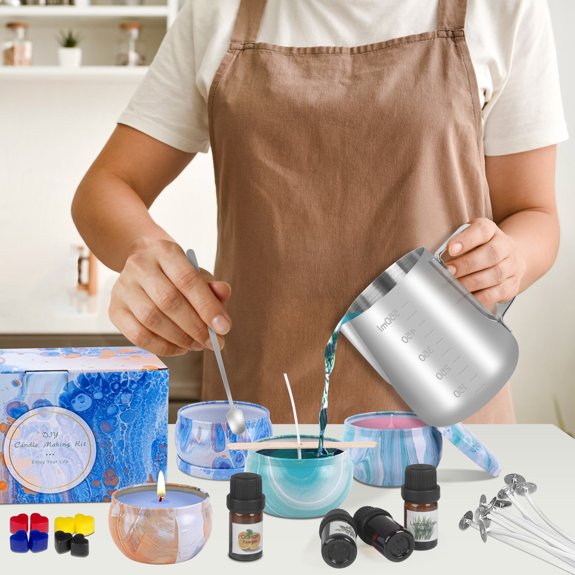 Giphtpoeet Candle Making Kit with Wax Melter Complete Candle Making Supplies, Including Soy Wax, Melting Pot Rich Scents and Dyes