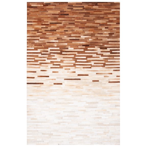 SAFAVIEH Studio Leather Augustin Geometric Area Rug, Ivory/Brown, 8' x 10'