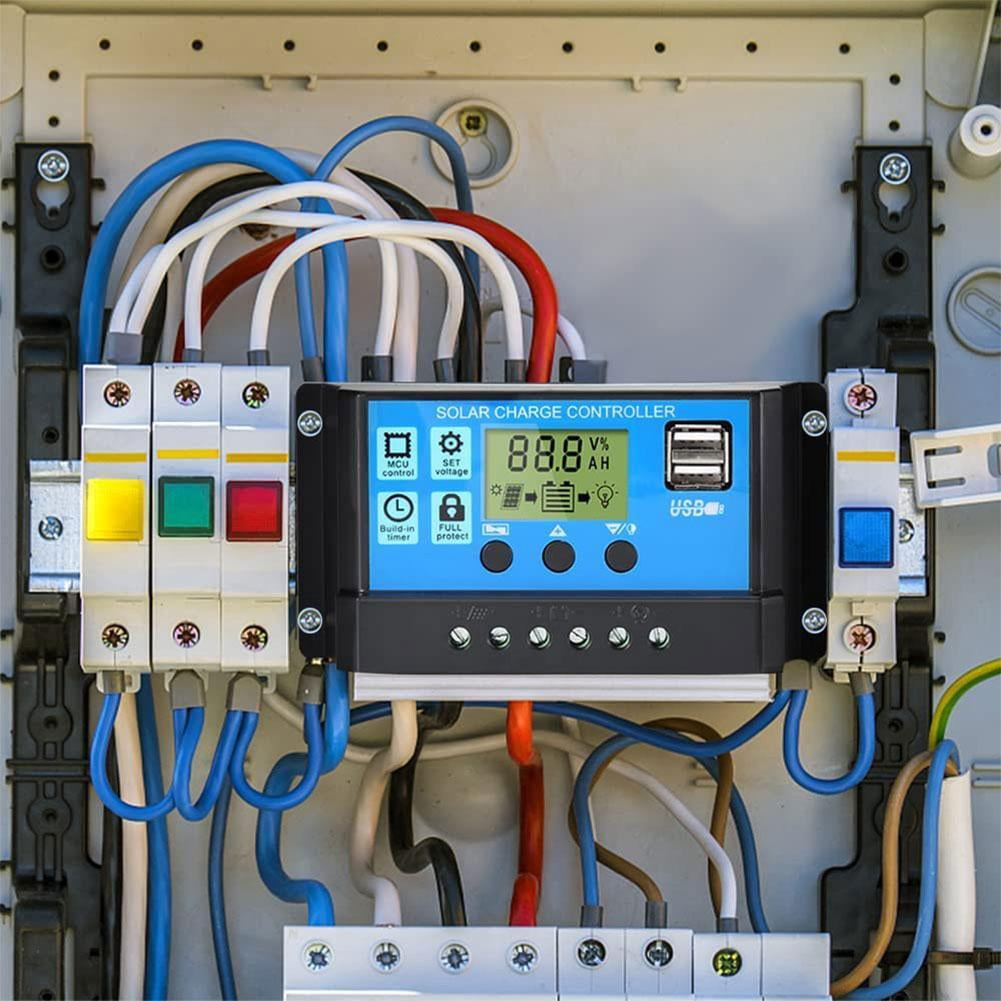 Solar Panel 10/20/30A Battery Charge Controller LCD RegulatorS 12V/24V Dual new. I8D3