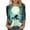 Blue, White, variant on Uootdi Womens Tops Round Neck Three Quarter Witch Pumpkin Print Halloween Shirts for Women Loose Fit Magical Gothic Womens Tops
