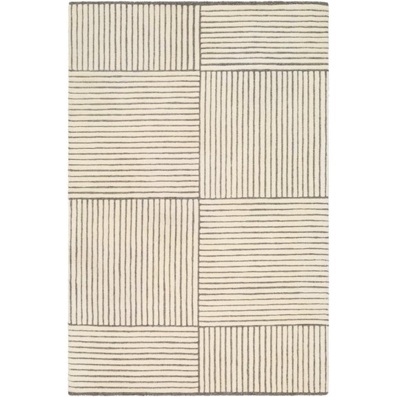 Livabliss Brook Modern Stripe Area Rug, 5' x 7'6", Charcoal/Beige
