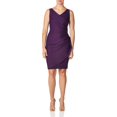 thumbnail image 1 of Alex Evenings Womens Slimming Short Ruched Dress with RufflePetite and Regular 2 Summer Plum, 1 of 5