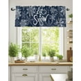 thumbnail image 6 of Navy Blue Christmas Snowflakes Kitchen Valances for Windows White Winter Holiday Valance Curtains&nbsp; for Kitchen /Living Room/Bedroom/ Bathroom Decor, 54"x18 " ,Rod Pocket 1 Panel,, 6 of 7