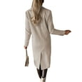 thumbnail image 3 of LUXUR Women Double-breasted Outwear Button Down Autumn Overcoats Beige XL, 3 of 3