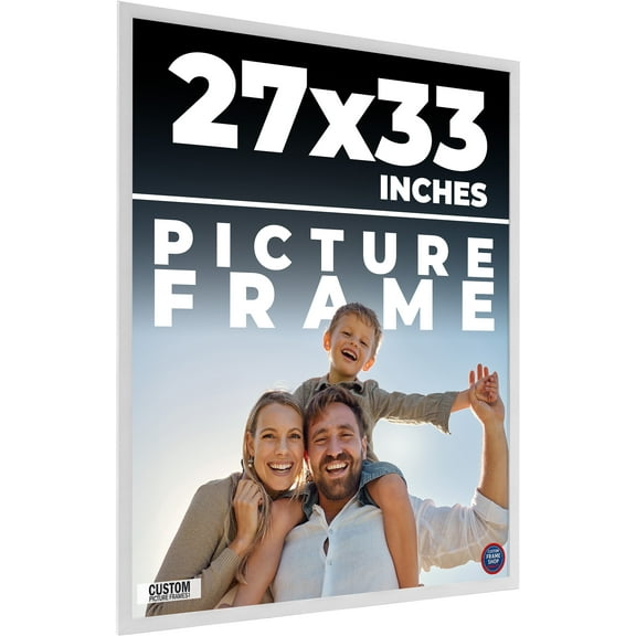 27x33 Frame White Solid Wood Picture Frame Includes UV Acrylic Shatter Guard Front, Acid Free Foam