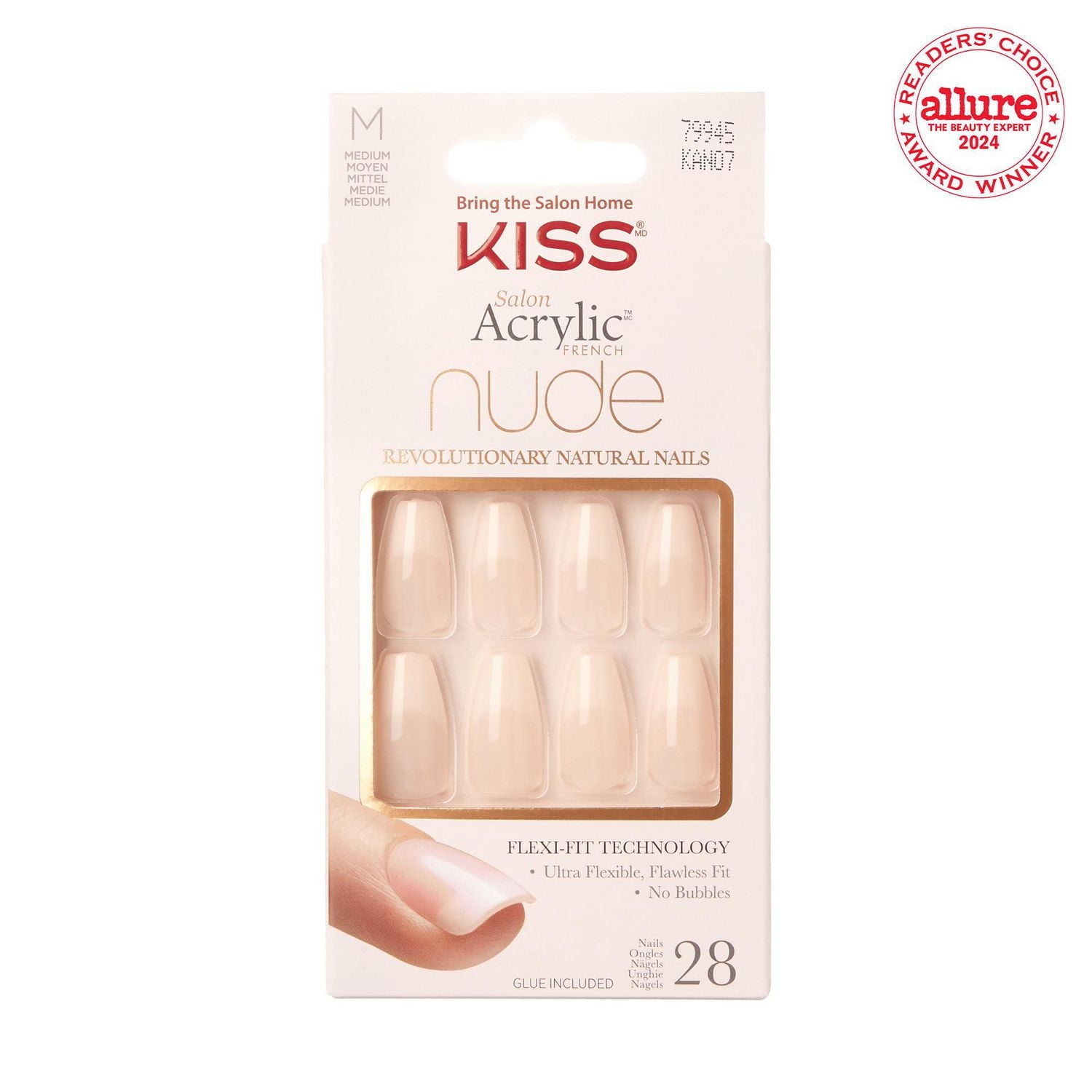 KISS Salon Acrylic - French Nude Breathtaking - Fake Nails, Short