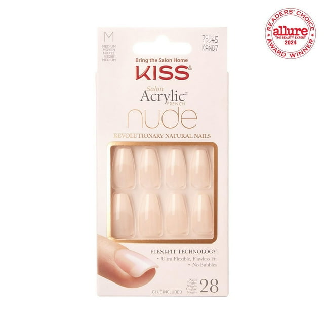 KISS Salon Acrylic - French Nude Breathtaking - Fake Nails, Short