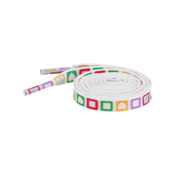 INSPIRE CHIC Colorful Heart Square Print Flat Shoelaces for Sneakers 1 Pair White 100cm/39.4"