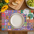thumbnail image 4 of Colorful Ethnic Placemats Set of 6, Modern Abstract National Geometric Purple Placemats for Dining Table, Place Mats for Kitchen Tabletop, Waterproof Wipeable Dining Table Mats Set, 4 of 9