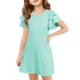 thumbnail image 1 of Robe d'Été Princesse pour Fille Robe Trapèze à Manches Courtes Verte pour Filles Robe de Princesse pour Fille, 1 of 4
