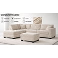 thumbnail image 3 of Canapé/sofa Sectionnel Réversible Rembourré en Velours Côtelé EVA avec Pouf de Rangement Beige, 3 of 7
