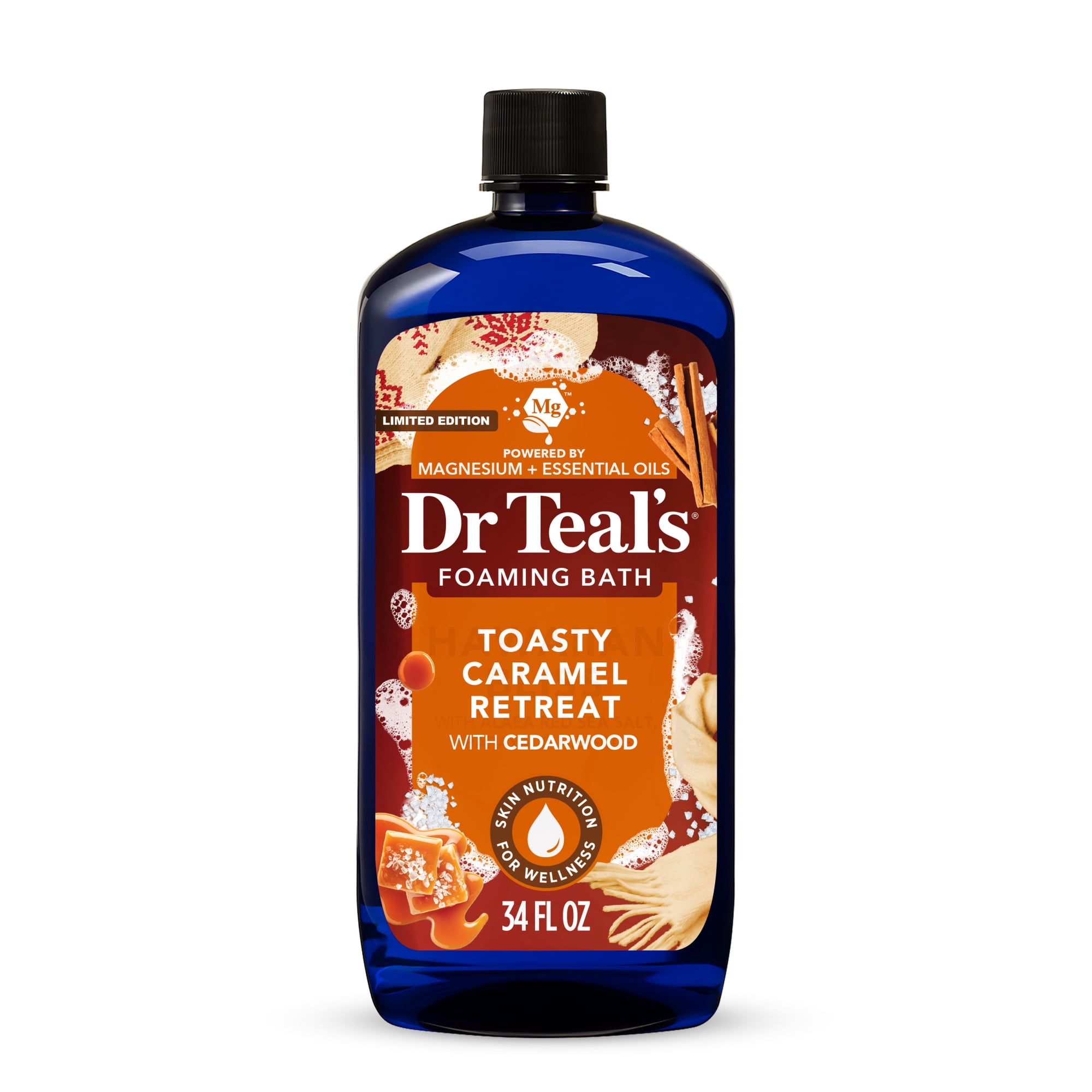 Dr Teal's Toasty Caramel Foaming Bubble Bath, Epsom Salt & Essential Oils, 34 fl oz
