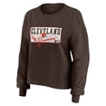 thumbnail image 2 of Women's WEAR by Erin Andrews Brown Cleveland Browns Heavy Rugby Jersey Long Sleeve T-Shirt & Shorts Lounge Set, 2 of 7