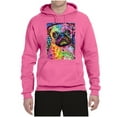 thumbnail image 3 of Funny Neon Pug | Dean Russo Art Animal Lover Unisex Hoodie Sweatshirt, Neon Pink, Medium, 3 of 6