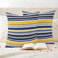 thumbnail image 3 of Navy Blue Yellow Striped Outdoor Waterproof Pillow Covers, Farmhouse Vintage Stripe Decorative Square Throw Pillowcase Sofa Cushion Sham for Patio/Couch/Chair, 18"x18" 2 Pack, 3 of 8