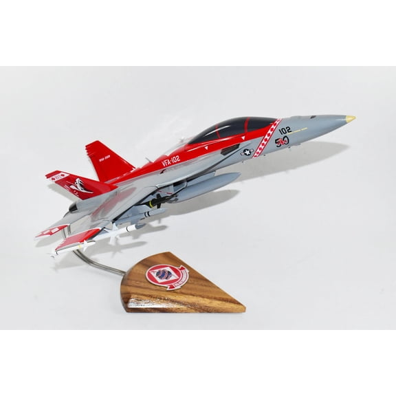 VFA-102 Diamondbacks (2005) F/A-18F Model, Navy, 1/40th (18") Scale, Mahogany, Fighter/Attack