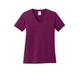 thumbnail image 5 of Port & Company LPC54V Ladies Core Cotton V-Neck Tees, Raspberry - Medium, 5 of 6