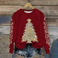 thumbnail image 3 of Uootdi Gift Christmas Sweatshirts for Women Cute christmas tree Santa Claus Printed Crewneck Long Sleeve Sweatshirt Winter Casual Xmas Pullover Tops, 3 of 7