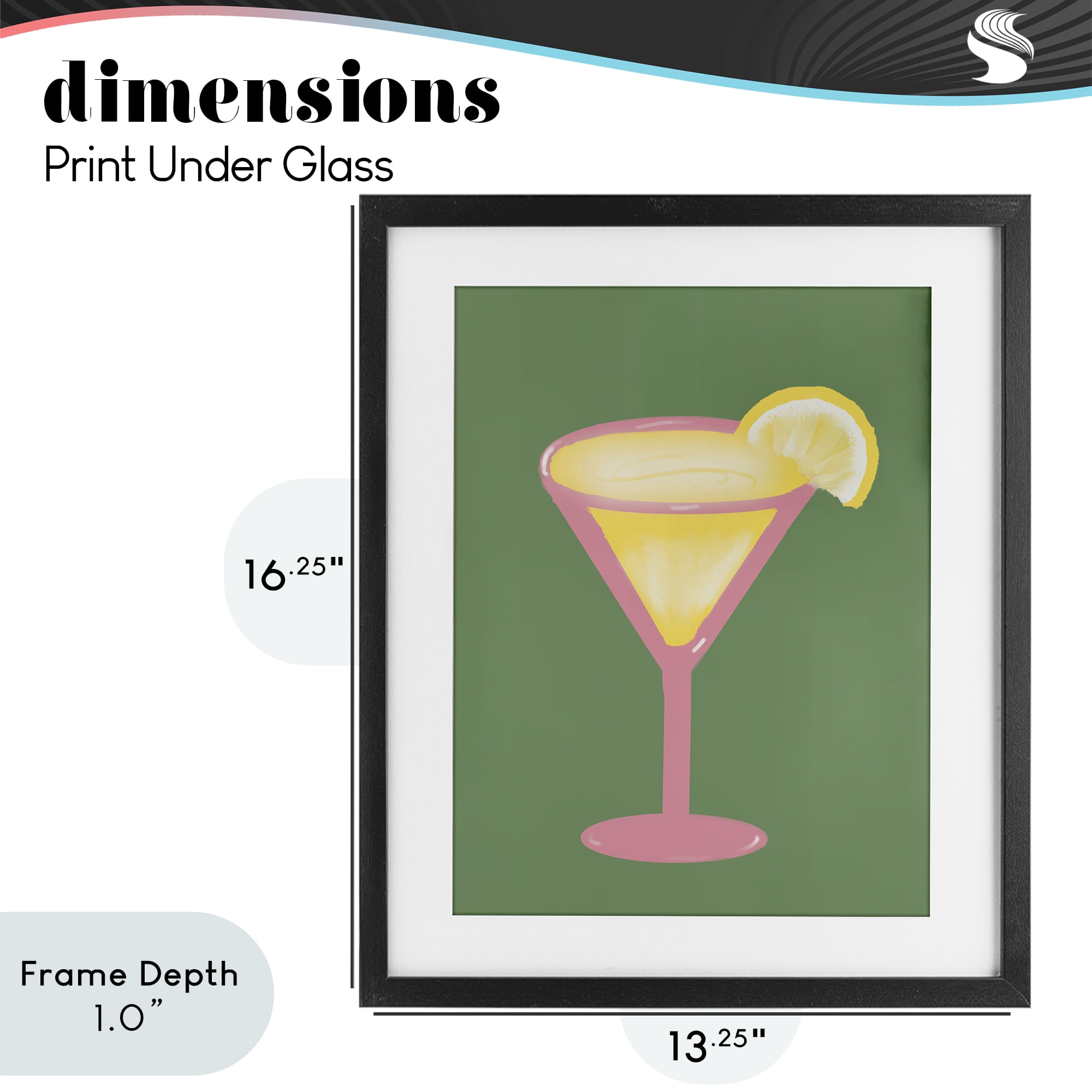 Stupell Industries Lemon Drop Glass over Green Black Framed Print Under Glass, design by Robin Maria