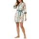 thumbnail image 4 of Conjuntos de pijamas de satén para mujer INSPIRE CHIC de 4 piezas, camisetas, pantalones cortos, bata de noche y ropa de estar en casa, S azul, 4 of 6