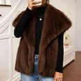 thumbnail image 2 of LWFFDAW Women's Faux Fur Vest Wide Collar Sleeveless Plush Jacket Fall Winter Warm Loose Outerwear with Pockets, 2 of 6