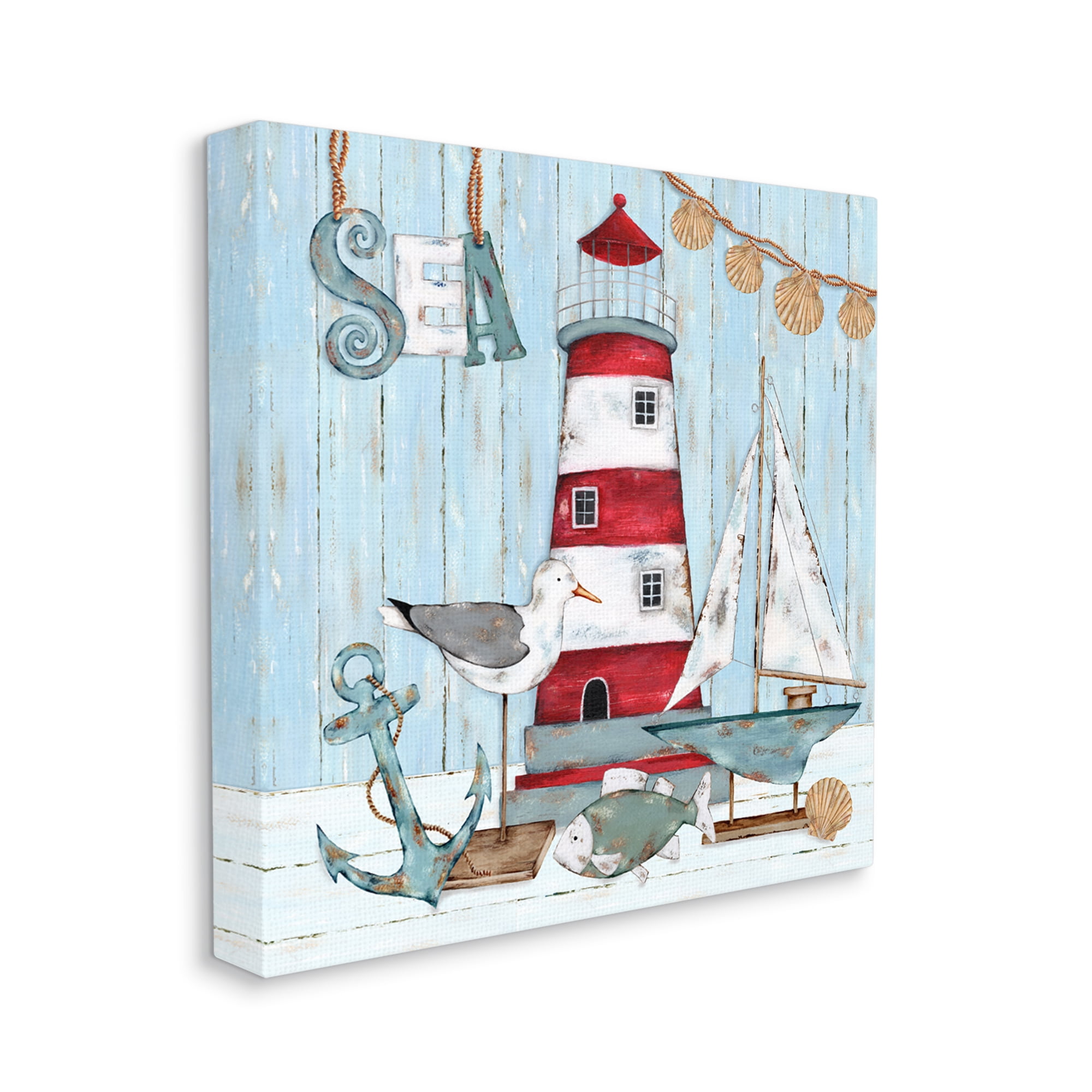 Stupell Industries Rustic Maritime Still Life Animals & Insects Painting Gallery Wrapped Canvas Print Wall Art, 30 x 30