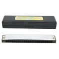 thumbnail image 1 of Harmonica professionnel diatonique en do, plaque de protection en acier inoxydable, 24 trous, noir, 1 of 4