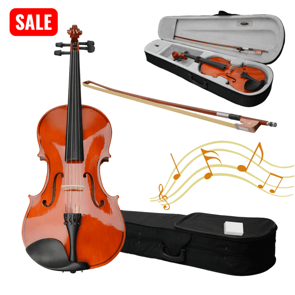 Tcbosik 15-Inch Viola Set for Beginners - Acoustic Viola Kit with Case, Bow and Rosin, Nature Color