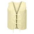 thumbnail image 4 of Clearance! LIZUOJUNF Womens Tank Tops Women Tie Front Vest Floral Eyelet Embroidered Tank Y2K Sleeveless V Neck Crop Shirt Top Cute Going Out Tops, 4 of 7