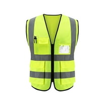 YESBAY High Visibility Warp Knitted Fabric Multi-pockets Safety Vest Reflective Clothes, Green