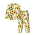 thumbnail image 2 of Rateoe Sunflowers Pattern Womens Pajamas Set Long Sleeve Sleepwear Button Down Nightwear Soft Cotton Pj Lounge Sets, 2 of 9