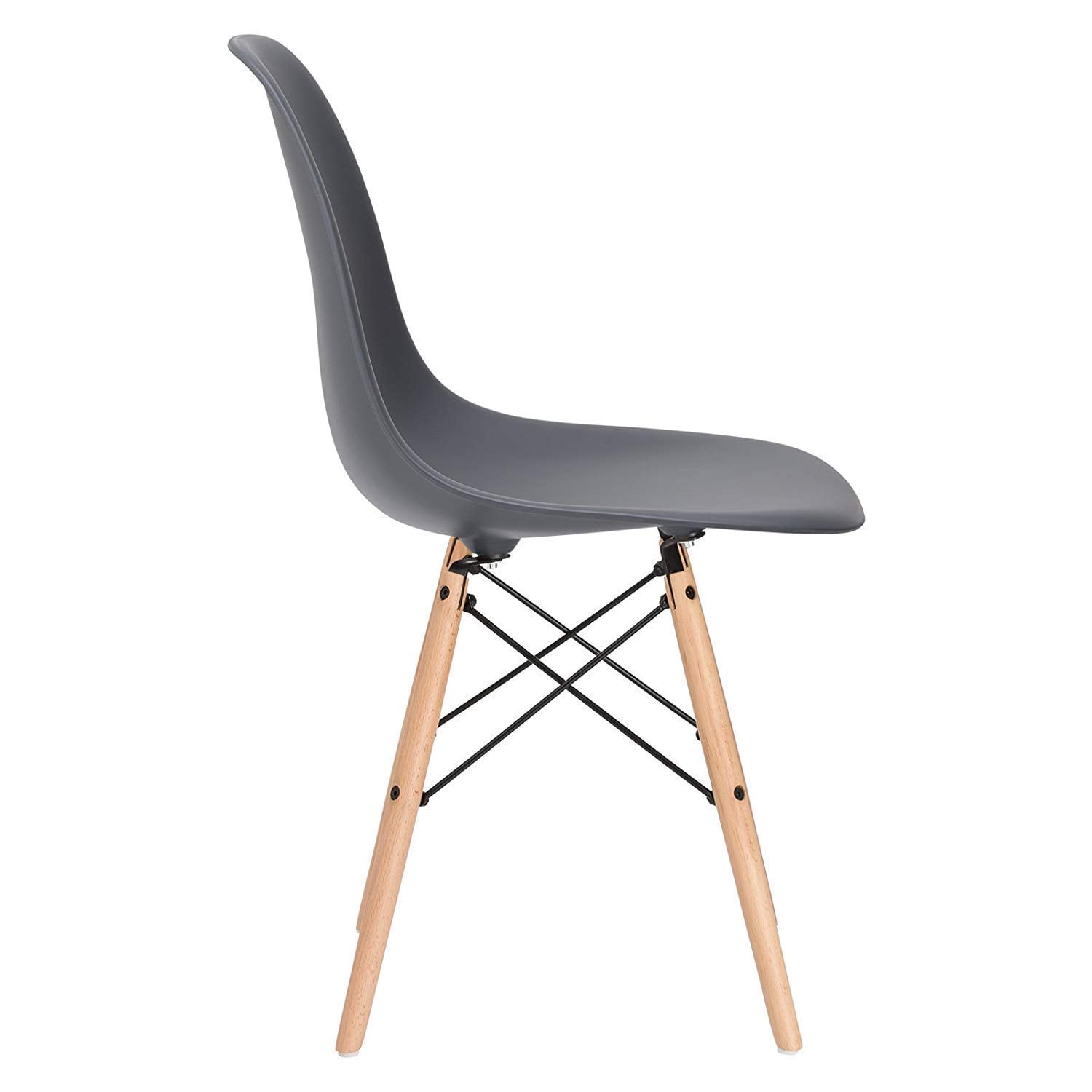 Inspirer Studio Eames Style Side Chair With Natural Wood Legs Gray Set Of 6 Grey