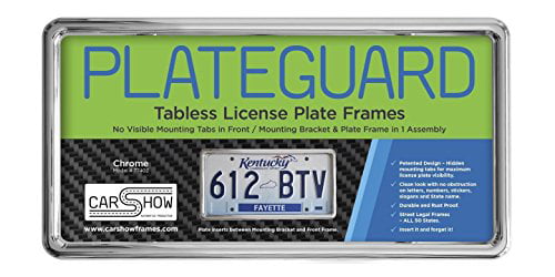 Tabless License Plate Frame and Holder/Bracket Chrome Carshow Automotive Products 77402 Plateguard 