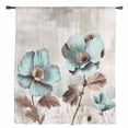 thumbnail image 2 of Tulip Flower Semi Sheer Curtains Drapes for Living Room, Bedroom, French Doors Window 96 Inches Long, Teal Brown Vintage Floral Plant Botanical Rod Pocket Chiffon Curtain Drapery Voile Drape Panel, 2 of 6